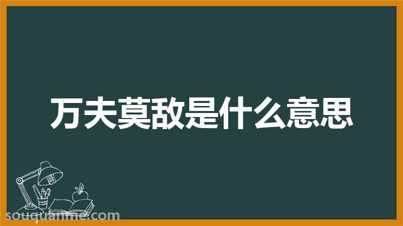 万夫莫敌是什么意思 万夫莫敌的拼音 万夫莫敌的成语解释